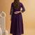 embroidered poly crepe v-neck kurta & trousers