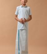 Blue shirt plain pure cotton shirt boys-shirts