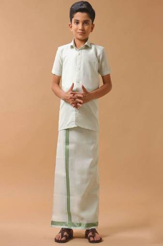 green plain pure cotton kids' shirt