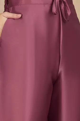 embroidered round neck straight kurta & trousers