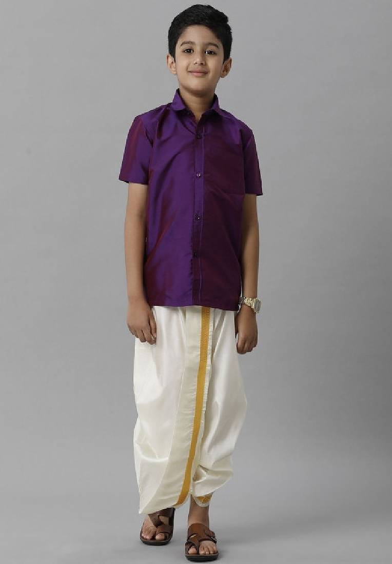 Violet plain polyester shirt boys shirts
