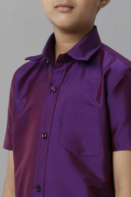 violet polyester boys' shirt with plain finish 2