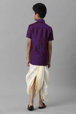 violet polyester boys' shirt with plain finish 4
