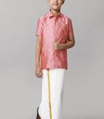 Pink plain silk blend shirt boys shirts