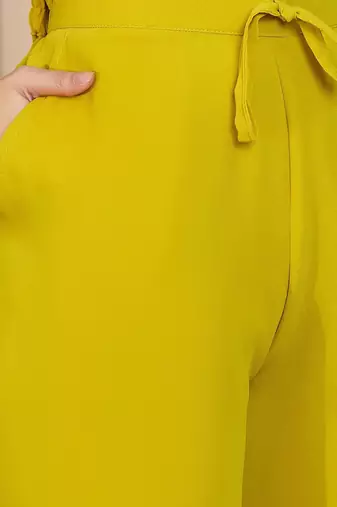 embroidered v- neck kurta & palazzos