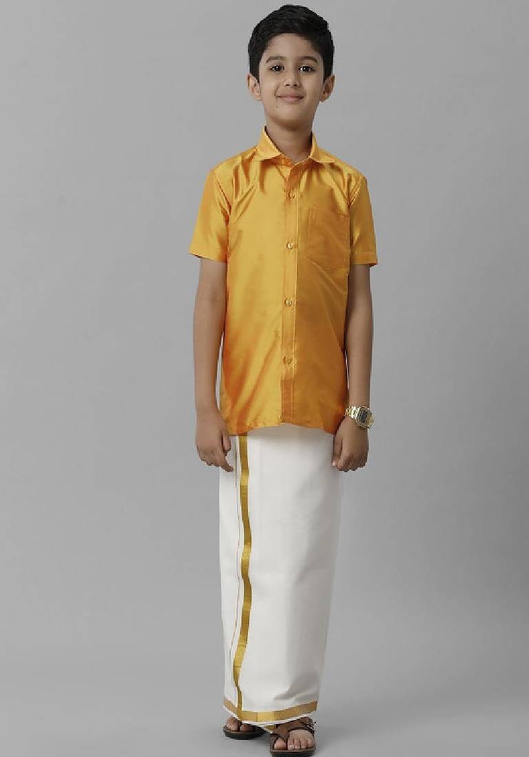 Yellow silk blend shirt
