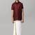 Maroon silk blend plain shirt with dhoti - boys-shirts