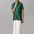 Green silk blend short sleeves shirt boys shirts