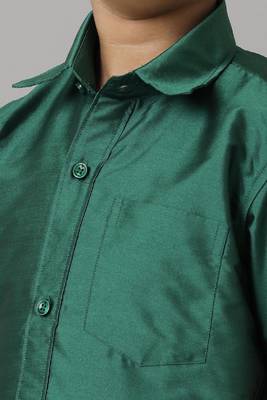 green silk blend short sleeves shirt boys shirts 2