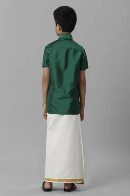 green silk blend shirt boys shirt with classic style 4