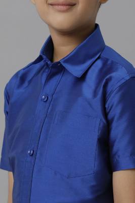blue polyester boys' shirt and dhoti pants set 2