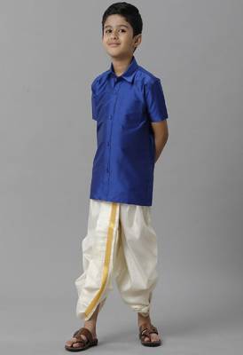 blue polyester boys' shirt and dhoti pants set 3