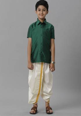 green polyester boys shirt with traditional style 1