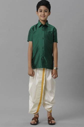 green polyester boys shirt with traditional style