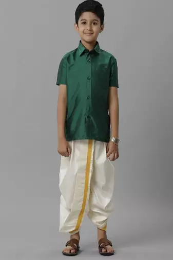 Green polyester shirt boys-shirts