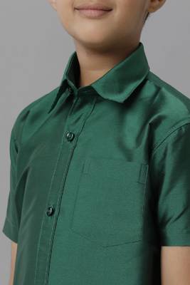 green polyester boys shirt with traditional style 2