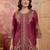 embroidered round neck kurta & palazzos kurta set