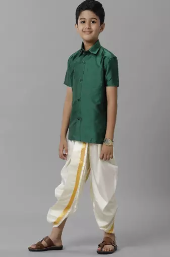 Green polyester shirt boys-shirts