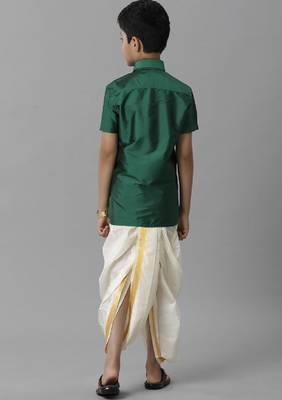 green polyester boys shirt with traditional style 4