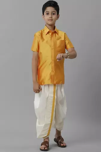 Yellow plain polyester shirt - boys shirts