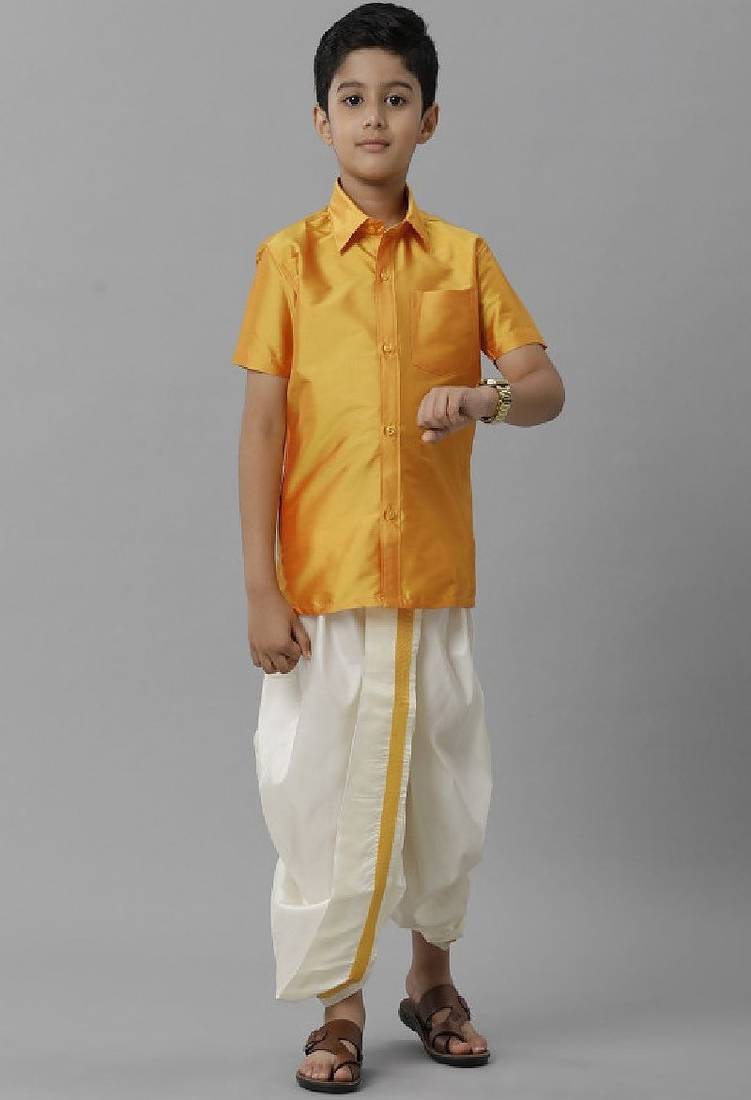 Yellow plain polyester shirt - boys shirts