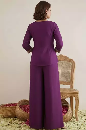indie florals embroidered tunic with palazzos