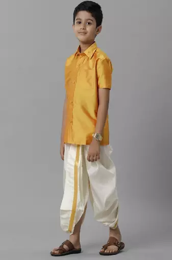 Yellow plain polyester shirt - boys shirts