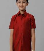Maroon plain cotton shirt - boys-shirts