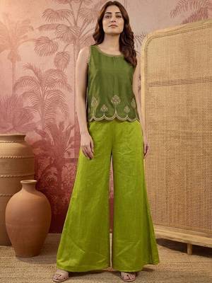 indie florals embroidered top with palazzos 1