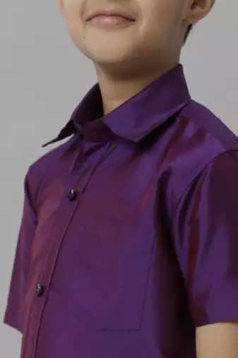 Violet plain silk blend shirt - shirt - boys shirts