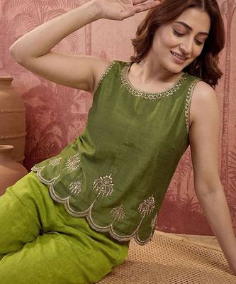 indie florals embroidered top with palazzos 3