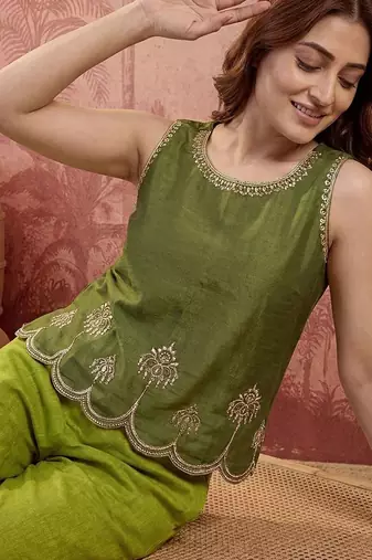 indie florals embroidered top with palazzos