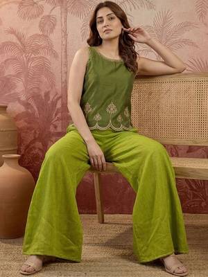 indie florals embroidered top with palazzos 4