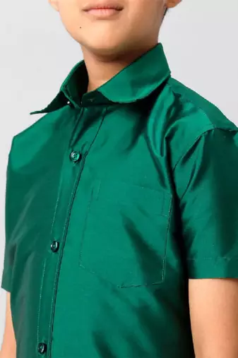 Green solid short sleeve shirt with chest pocket - boys shirts