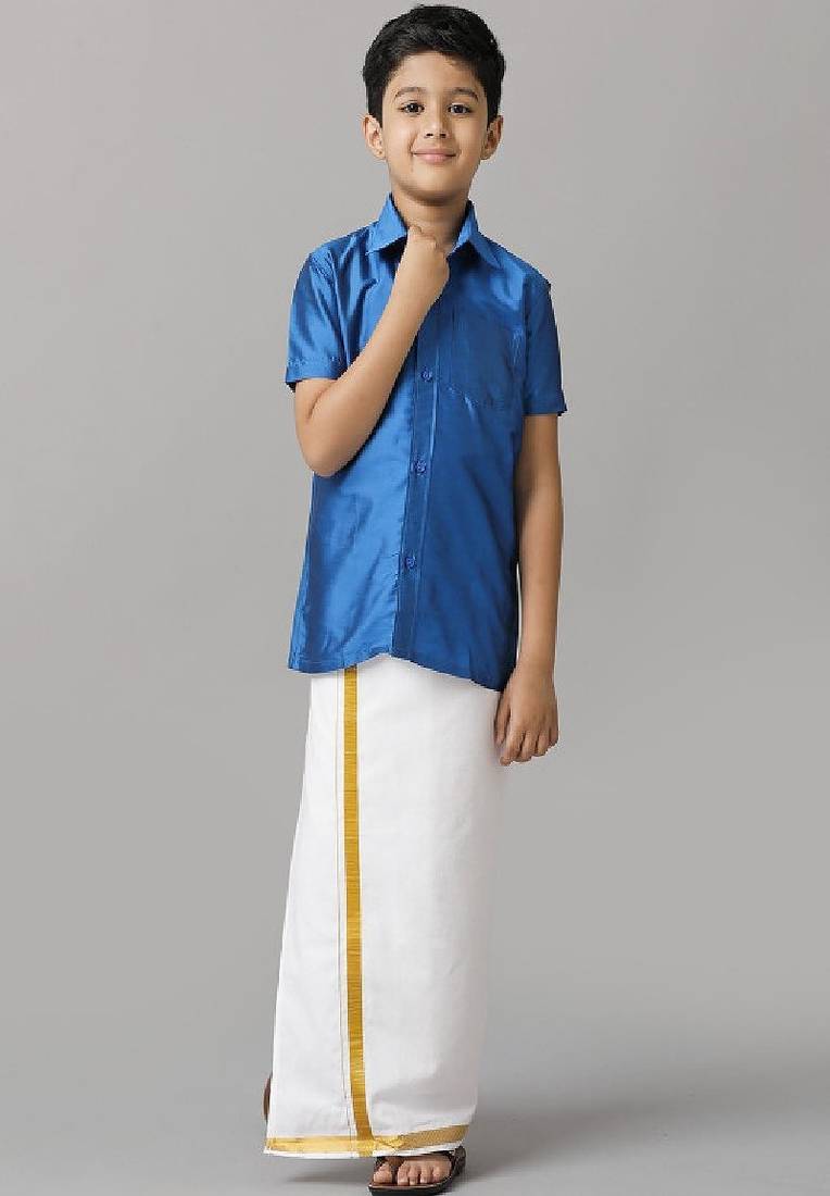 Blue silk blend shirt ramraj boys shirts