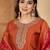 orange vichitra zari sequence thread cording embroidered gown