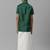 Green plain silk blend shirt dhoti set for boys