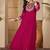 women dark pink embroidered round neck georgette zari sequence dress