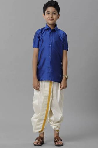 Blue shirt polyester short sleeves ramraj boys