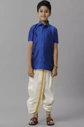 Blue shirt polyester short sleeves ramraj boys