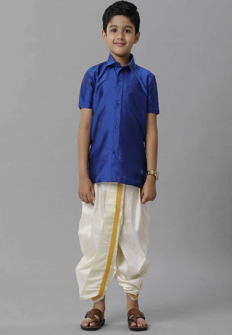 Blue shirt polyester short sleeves ramraj boys