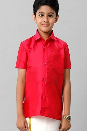 Pink plain shirt regular fit boys-shirts