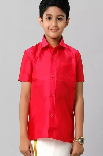 Pink plain shirt regular fit boys-shirts
