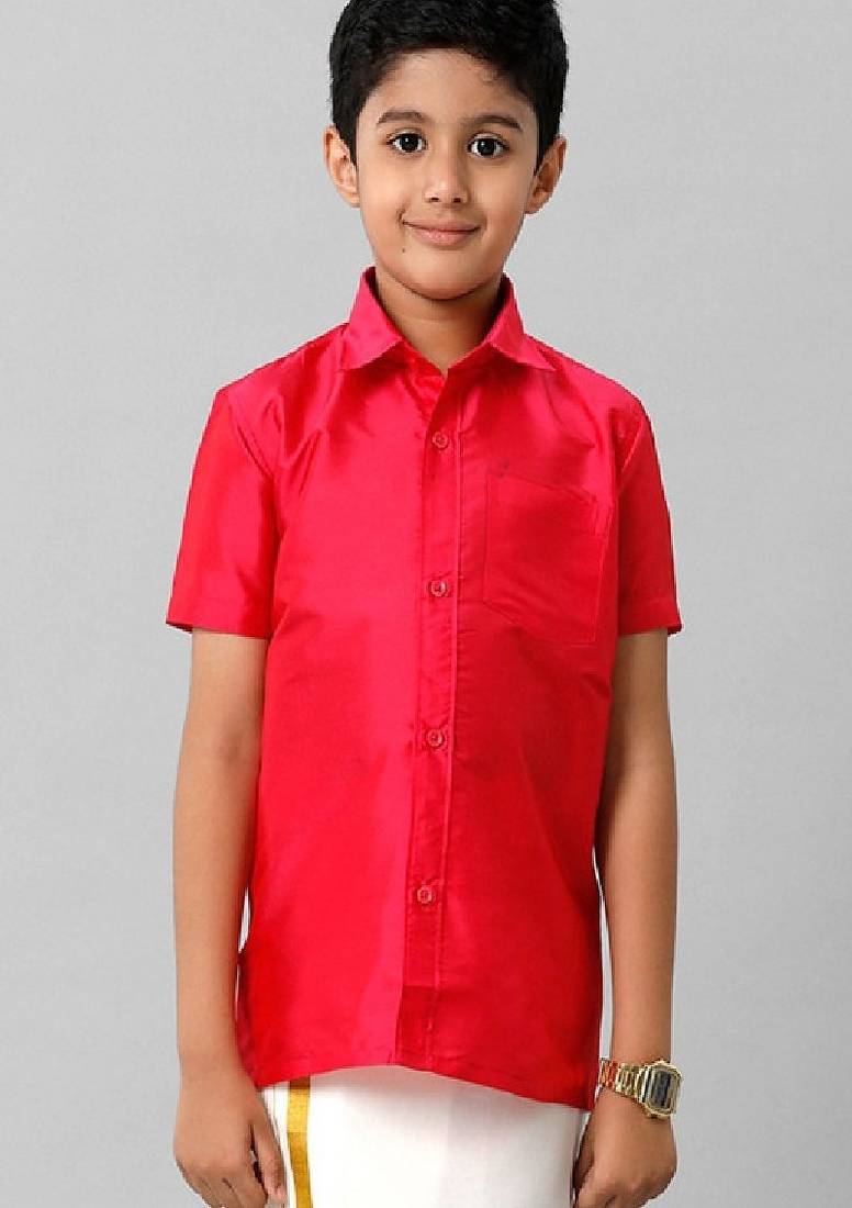 Pink plain shirt regular fit boys-shirts