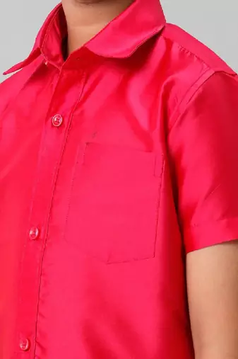Pink plain shirt regular fit boys-shirts