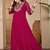 women dark pink embroidered round neck georgette zari sequence dress