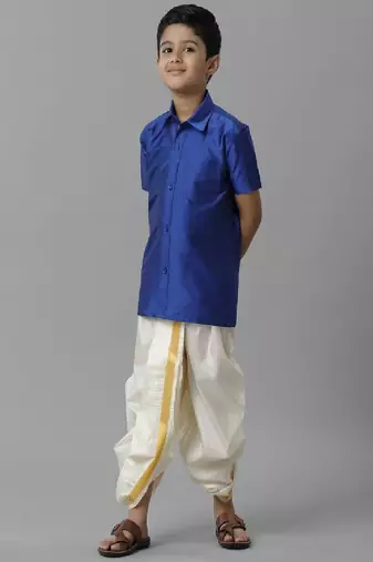 Blue shirt polyester short sleeves ramraj boys