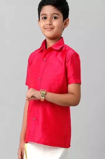 Pink plain shirt regular fit boys-shirts