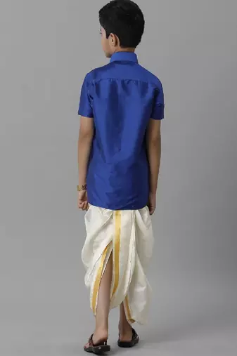 Blue shirt polyester short sleeves ramraj boys