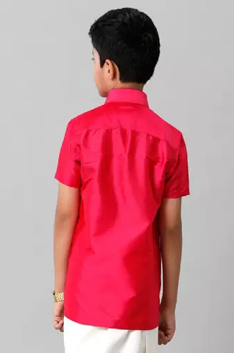 Pink plain shirt regular fit boys-shirts